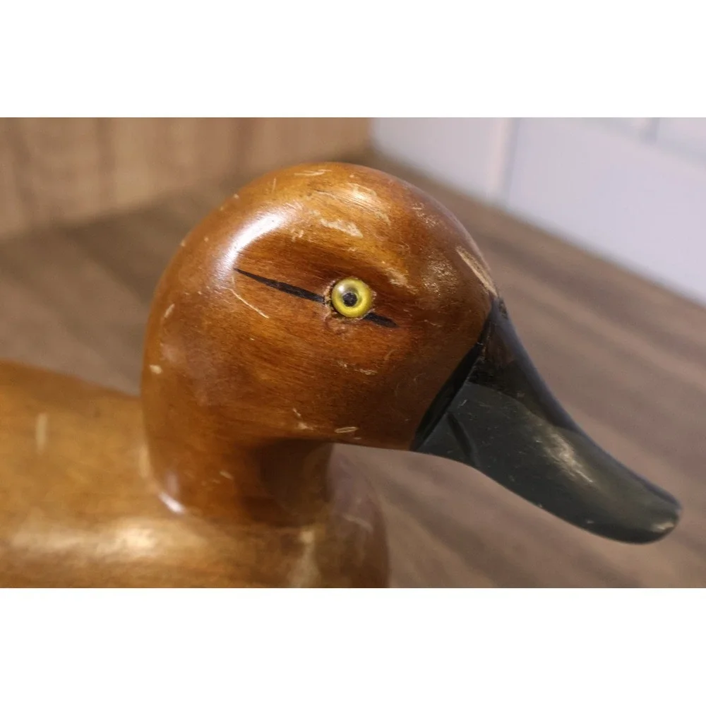 Vintage American Handmade Hand Painted Wooden Duck Decoy Glass Eye 12